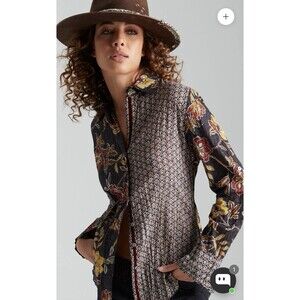 CINO Chelsea Mix Button Down Shirt, size XS Cotton Floral